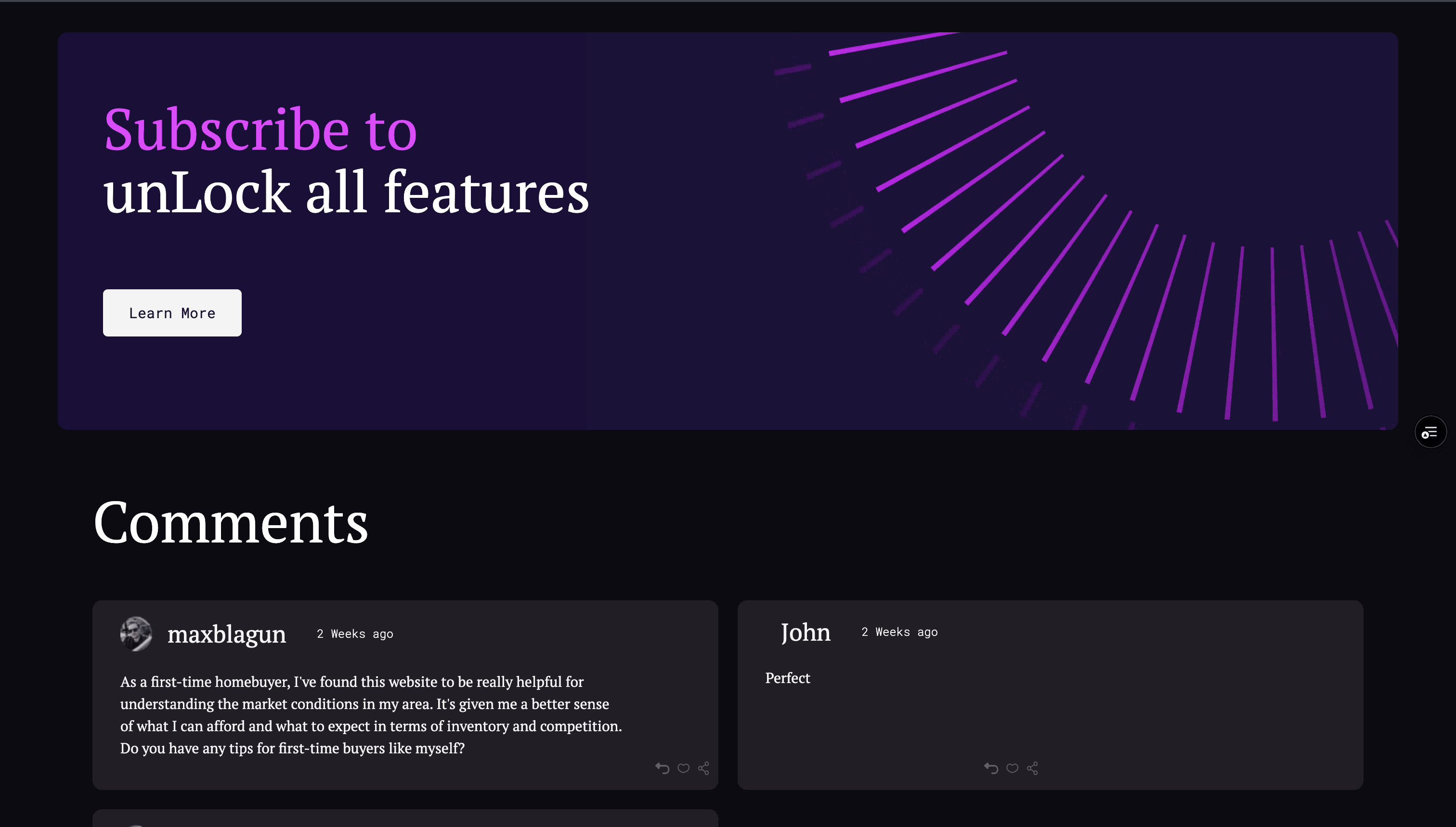 InfoHomes landing page